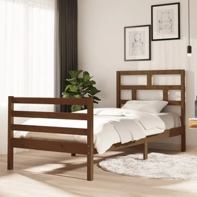 Estrutura de cama 90x200cm madeira de pinho maciça castanho-mel