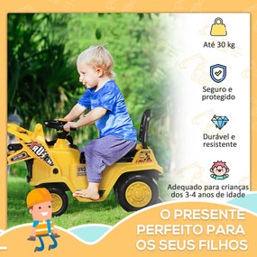 HOMCOM Carro Andador para Crianças acima de 3 Anos Escavadora Infantil