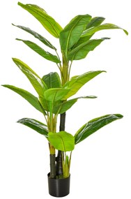 HOMCOM Bananeira Artificial 150 cm Planta Artificial com Vaso e 18 Folhas Planta Artificial para Decoração Verde