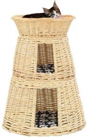 vidaXL 3 pcs cestos p/ gatos + almofadões 47x34x60cm salgueiro natural