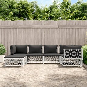 vidaXL 6 pcs conjunto lounge de jardim com almofadões aço branco