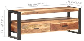 Móvel de TV 120x35x45 cm madeira maciça c/ acabamento a mel