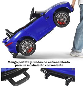 Carro Jaguar para crianças com bateria 12V Brinquedo elétrico com controlo remoto Música para contar histórias Para a frente e para trás Azul