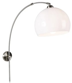 Candeeiro de Arco de Parede Inteligente Aço com Abajur Branco incl. WiFi G125 - Bow