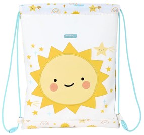 Saco Mochila com Cordas Safta Solete Branco Amarelo (26 X 34 X 1 cm)