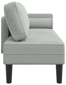 Chaise lounge com almofadões veludo cinzento-claro