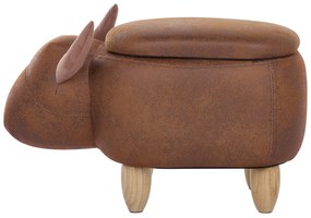 Tamborete em pele sintética castanha clara com arrumação COW Beliani