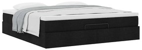 Estrutura de cama otomana com colchão 160x200 cm tecido preto