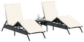 Espreguiçadeiras com almofadões 2 pcs vime PE preto