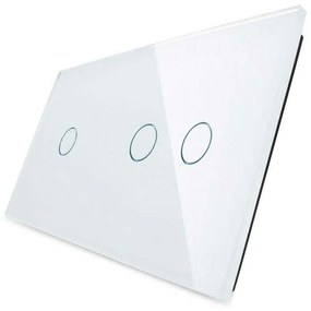 Frente interruptor tátil 2 módulos 3 botões, Painel branco vidro temperado