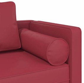 Chaise longue com almofadões couro artificial vermelho tinto