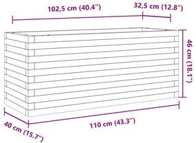 Vaso/floreira de jardim 110x40x46 cm pinho maciço castanho mel