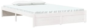 Estrutura de cama casal 135x190 cm madeira maciça branco