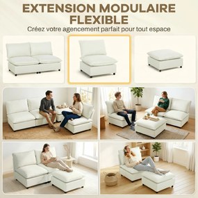 Poltrona de sala  146 x 85 x 78 cm moderno sem braços, com assento largo e almofadas grossas, creme
