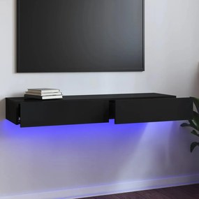 vidaXL Móvel de TV com luzes LED 120x35x15,5 cm alto brilho preto