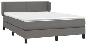 Cama com molas/colchão 140x200 cm couro artificial cinzento