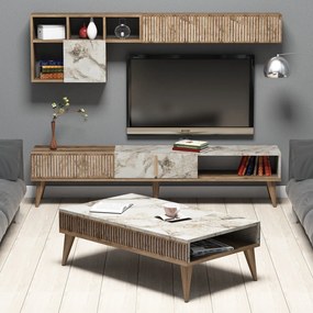 Conjunto de Mobiliário de Sala – Tribal – Móvel de TV, Prateleiras, Me