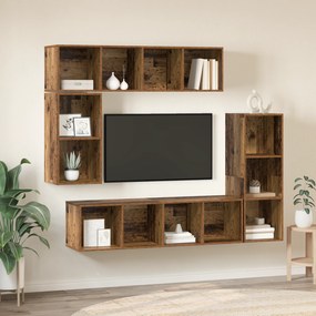 vidaXL Conjunto de móvel de TV 4 pcs Madeira antiga Madeira processada