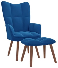 328072 vidaXL Cadeira de descanso com banco veludo azul