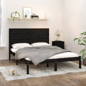vidaXL Estrutura de cama 120x200 cm madeira maciça preto