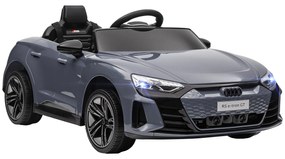 HOMCOM Carro Elétrico AUDI RS E-Tron GT 12V com 2 Motores Faróis LED Buzina Música USB 3-5km/h 103x58x41 cm Cinzento | Aosom Portugal