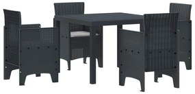 vidaXL Conjunto de Jantar para Jardim 5 pcs Antracite Rattan Polt