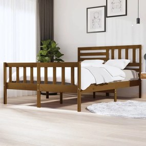 vidaXL Estrutura de cama 140x200 cm madeira maciça castanho-mel