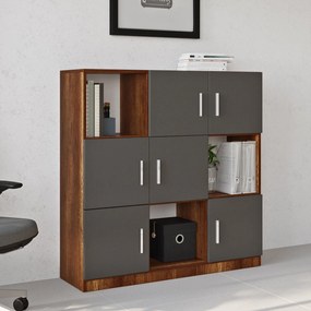Armário Multiusos VO7 – Nogueira e Antracite – 119,9x121,8x37,6 cm