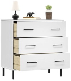 Aparador 3 gavetas 77x40x79,5 cm madeira maciça OSLO branco