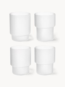 Copos artesanais com relevo canelado Ripple, 200 ml, conjunto de 4