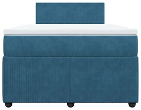 Cama boxspring com colchão 120x190 cm veludo azul