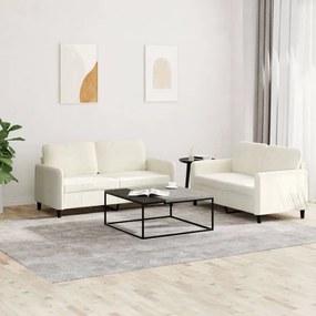 vidaXL 2 pcs conjunto de sofás veludo cor creme
