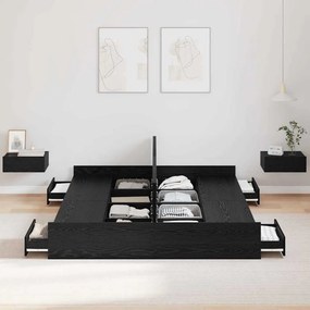 Estrado de cama com arrumação Carvalho preto 160 x 200 cm