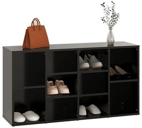 Sapateira Inga com Banco - Com 10 Prateleiras - Cor Preto - 103x30x54,