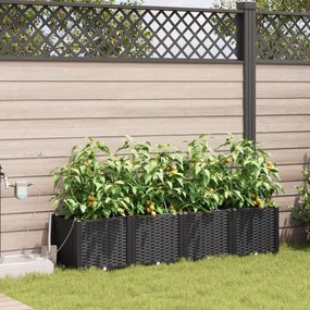 Jardineiras vidaXL com Sistema de Irrigação 4 pcs Preto