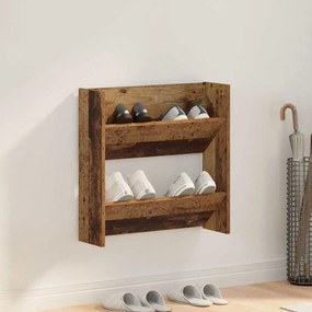 vidaXL Armário para Sapatos de Parede Madeira Antiga 60 x 18 x 60 cm