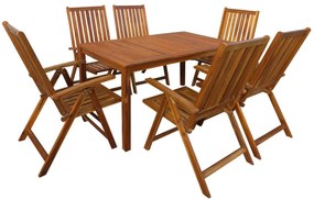 7 pcs conjunto de jantar exterior madeira acácia maciça