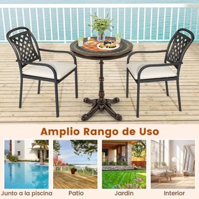 Mesa de jardim em alumínio fundido 60,5 x 60,5 x 73 cm