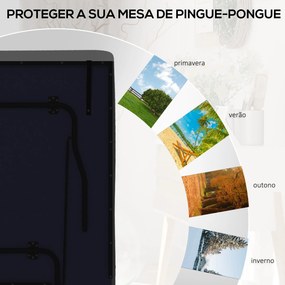 Capa para Mesa de Ping Pong com Fecho de Correr Anti-UV e Impermeável para Interior e Exterior 275x153x5 cm Preto