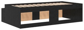 Estrutura de Cama de Armazenamento Carvalho Preto 90x190 cm