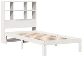 Cama com estante sem colchão 90x190 cm pinho maciço branco