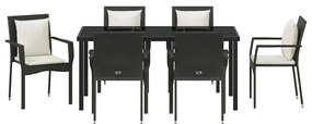 Conjunto de Jantar de Jardim 7 pcs Preto 160 x 80 x 73 cm