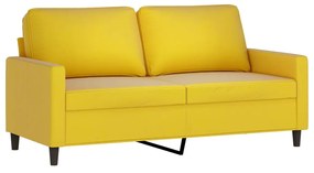 2 pcs conjunto de sofás com almofadões veludo amarelo