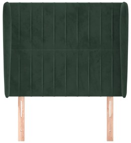 Cabeceira cama c/ abas veludo 93x23x118/128 cm verde-escuro