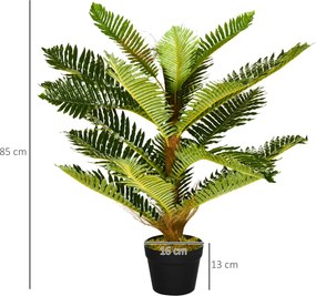 Palmeira artificial de 85 cm com 18 folhas grandes, muito realista, vaso incluído Verde
