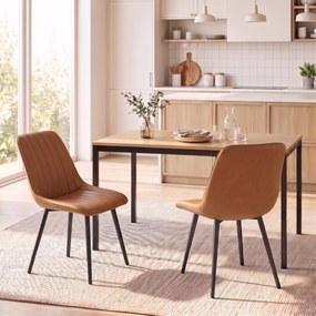 Conjunto de 2 Cadeiras de Sala de Jantar Modernas  (MESA NÃO INCLUIDA), 61 x 51 x 78 cm, Revestimento Fácil de Limpar, Castanho