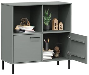 Estante c/ pernas metal 90x35x90,5 cm madeira maciça OSLO cinza