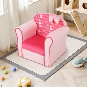 Poltrona infantil estofada com espuma com padrão animado Sofá individual infantil para quarto sala 49 x 40 x 45 cm rosa