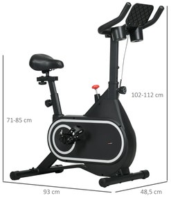 SPORTNOW Bicicleta Estática com Ecrã LCD Assento e Guiador Ajustáveis