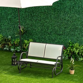 Baloiço de 2 lugares Cadeira de balanço de jardim Tubo de metal e tecido de textilene para exteriores máx. 200 kg 120x70x85 cm Creme